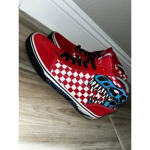 VANS Sk8-Hi Dinosaur Bonz Red/White Checkered 7 Youth Boys #500714